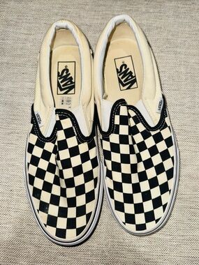 Vans Checkerboard Slip-On Sneakers - Black & Cream